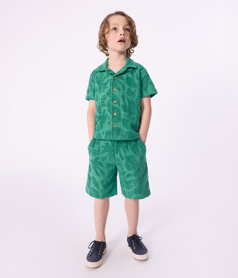Camicia a maniche corte in cotone bambino verde