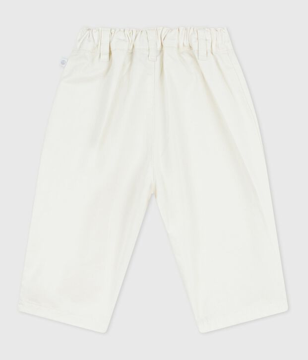 Pantaloni in serge tinta unita neonato bianco