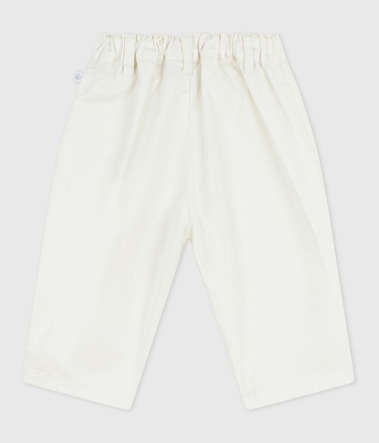Pantaloni in serge tinta unita neonato bianco MARSHMALLOW