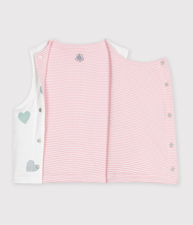 Cardigan senza maniche double face in cotone con stampa neonata bianco/multicolore