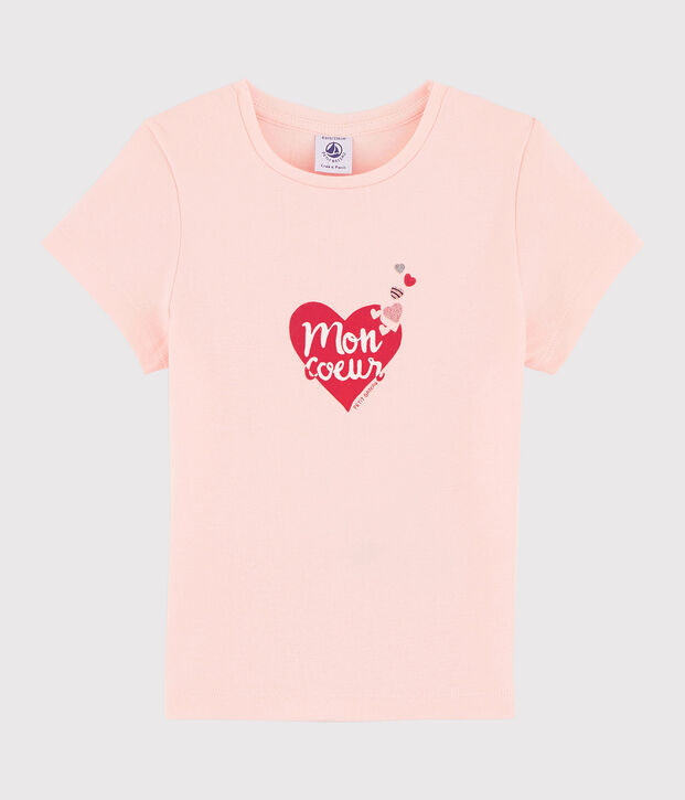 T-shirt serigrafata bambina rosa