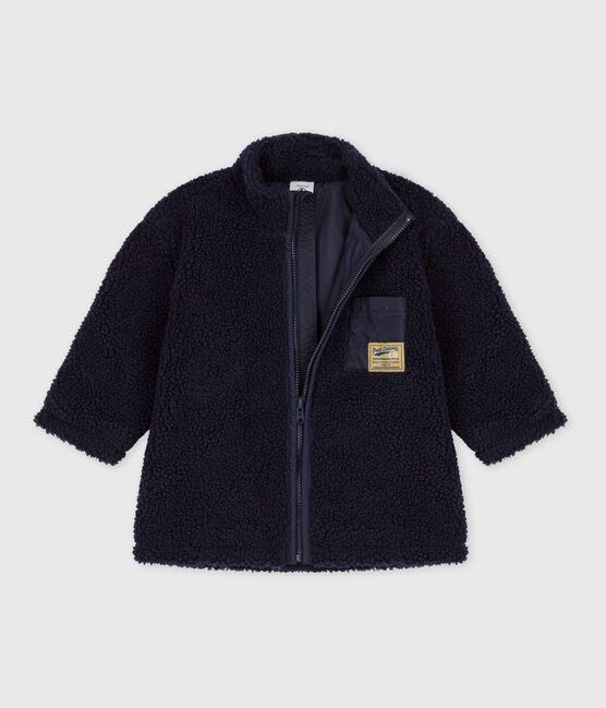 Giacca bebè in sherpa riciclata blu SMOKING