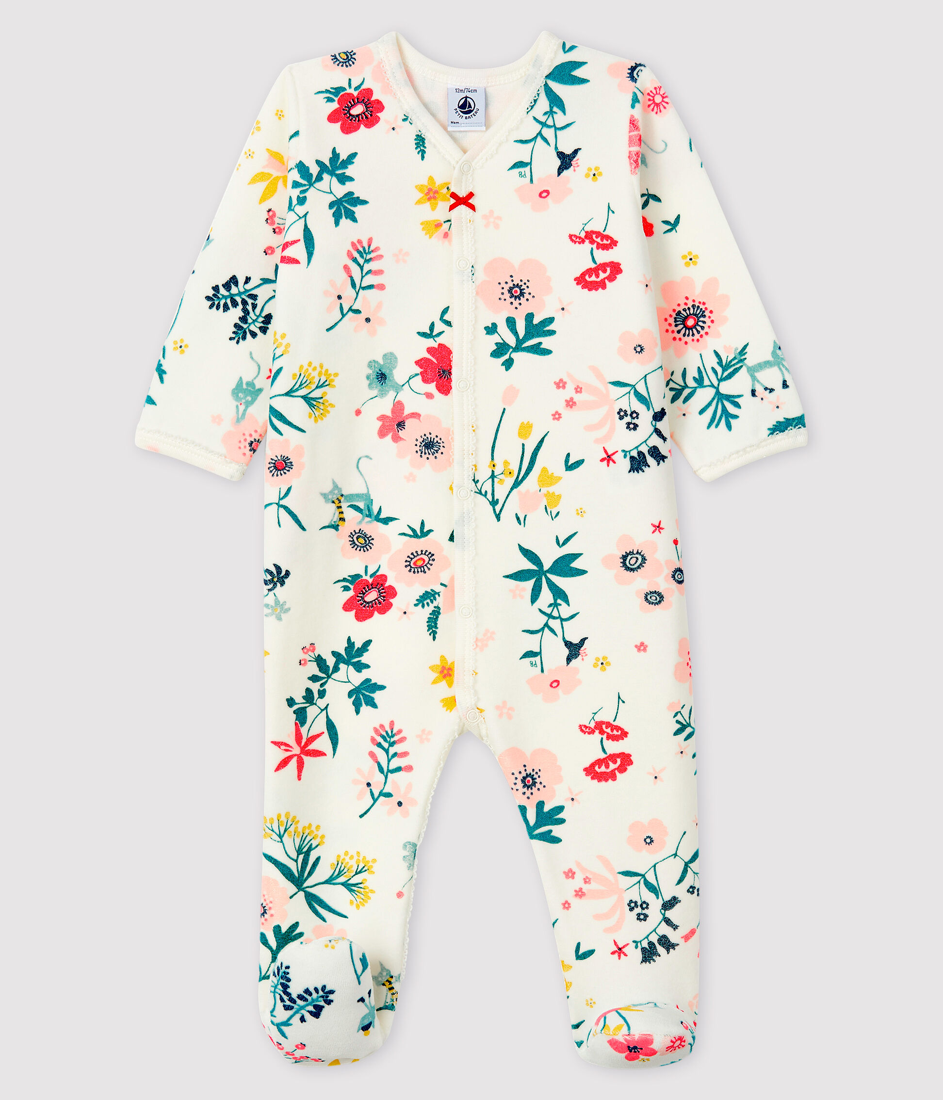 Tutina fantasia a fiori bebè femmina in ciniglia MARSHMALLOW/MULTICO | Petit  Bateau