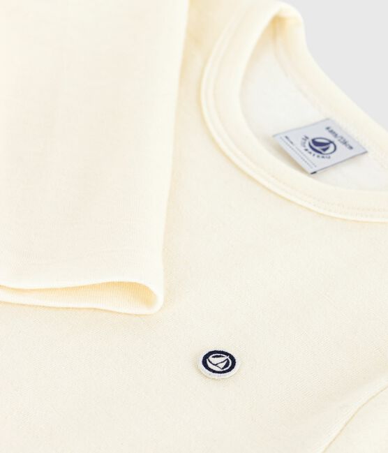 T-shirt a maniche lunghe in lana e cotone tinta unita bambino grigio ECRU