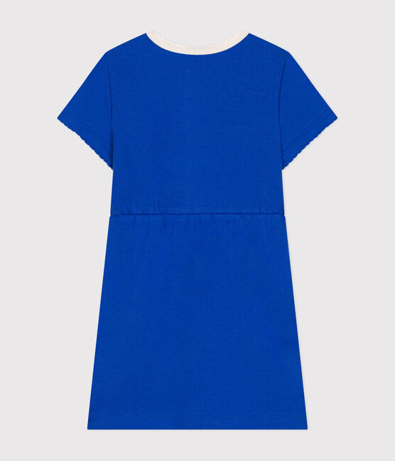 Abito a maniche corte in cotone bambina blu CALVIN