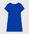 Abito a maniche corte in cotone bambina blu CALVIN