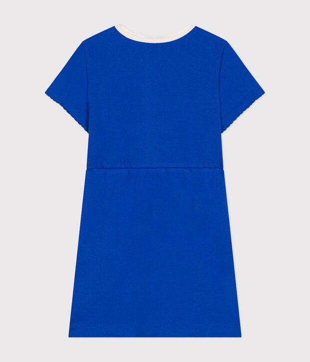 Abito a maniche corte in cotone bambina blu