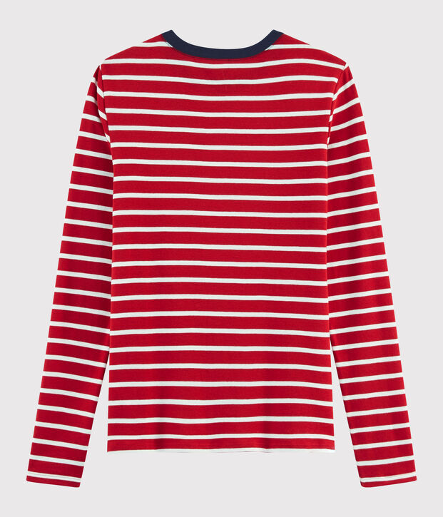 T-shirt iconica scollo rotondo Donna rosso/bianco