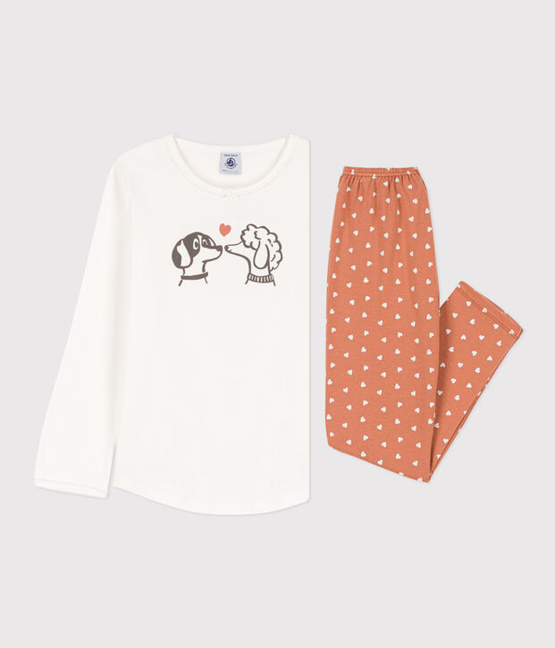 Pigiama bambina in cotone bianco/multicolore