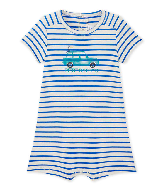Tutina bebé bambino marinière bianco FETA/blu PERSE