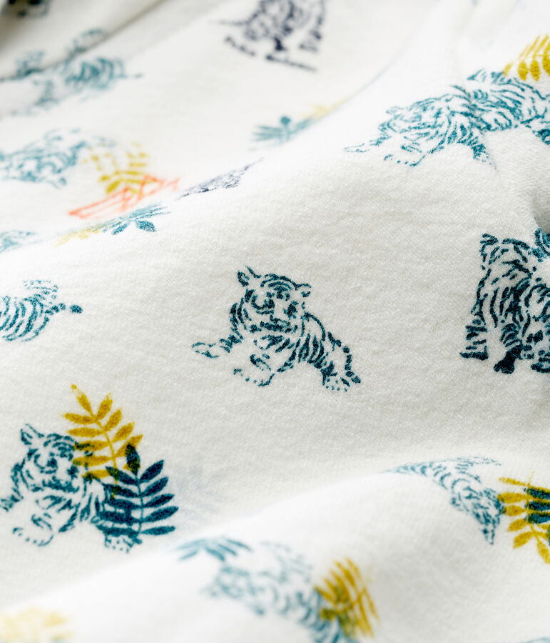 Felpa con cappuccio zippato neonato fantasia bianco/multicolore