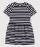 Abito bambina a maniche corte in cotone blu SMOKING/bianco MARSHMALLOW