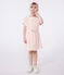 Abito a maniche corte in spugna di cotone a righe bambina arancione MARSHMALLOW/ ABRICOT