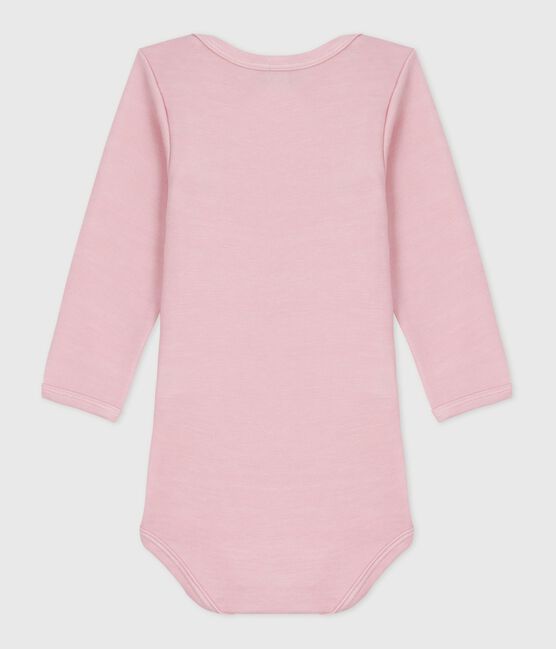 Body a maniche lunghe in lana e cotone neonato rosa JOLI