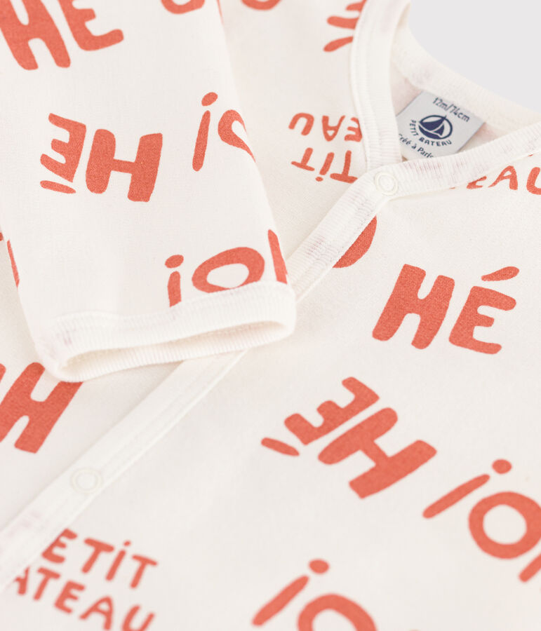 Tutina pigiama felpata per neonati bianco/rosa