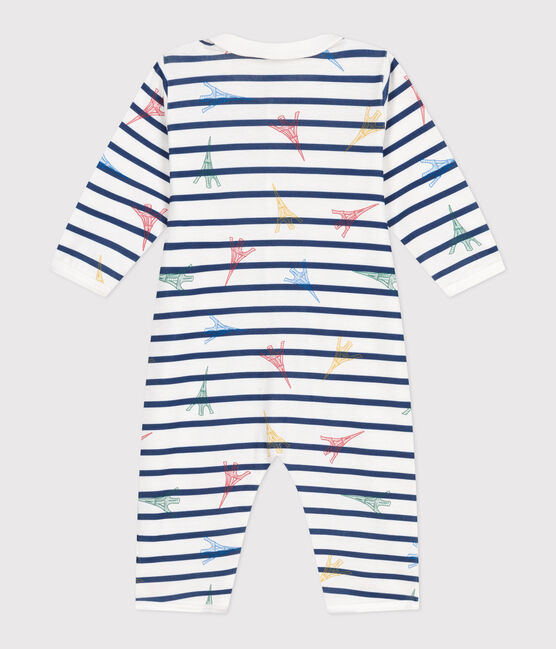 Pigiama senza piedini e con colletto in cotone con motivo Parigi neonato bianco ECUME/bianco MULTICO