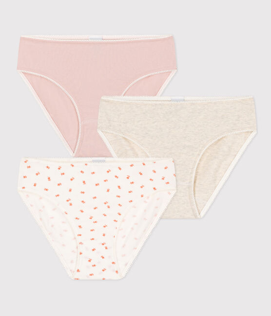 Confezione da 3 slip da ragazza in cotone ed elastam motivo fiore variante 1