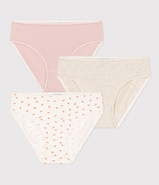 Confezione da 3 slip da ragazza in cotone ed elastam motivo fiore multicolore