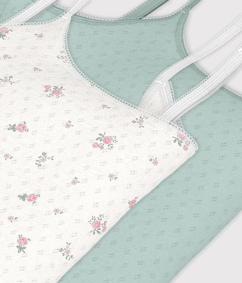 Set di canotte con spalline in cotone traforato donna multicolore