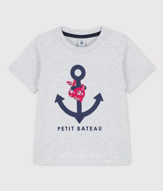 T-shirt  maniche corte in cotone bambino grigio POUSSIERE CHINE