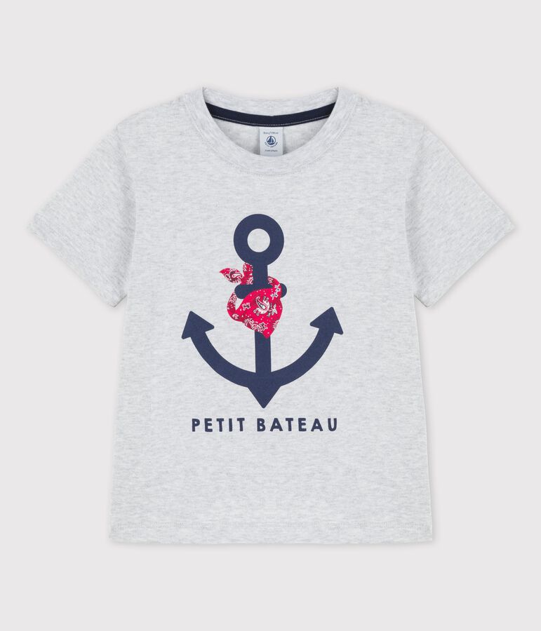 T-shirt  maniche corte in cotone bambino grigio POUSSIERE CHINE