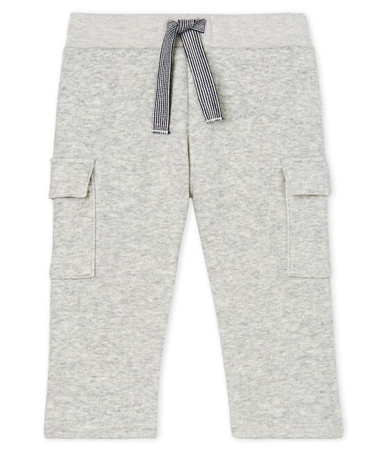Pantalone bebè maschio in maglia di velluto grigio BELUGA CHINE