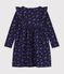 Abito a maniche lunghe in cotone a fiori bambina blu/multicolore