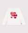T-shirt a maniche lunghe con motivo a cuore bambino bianco