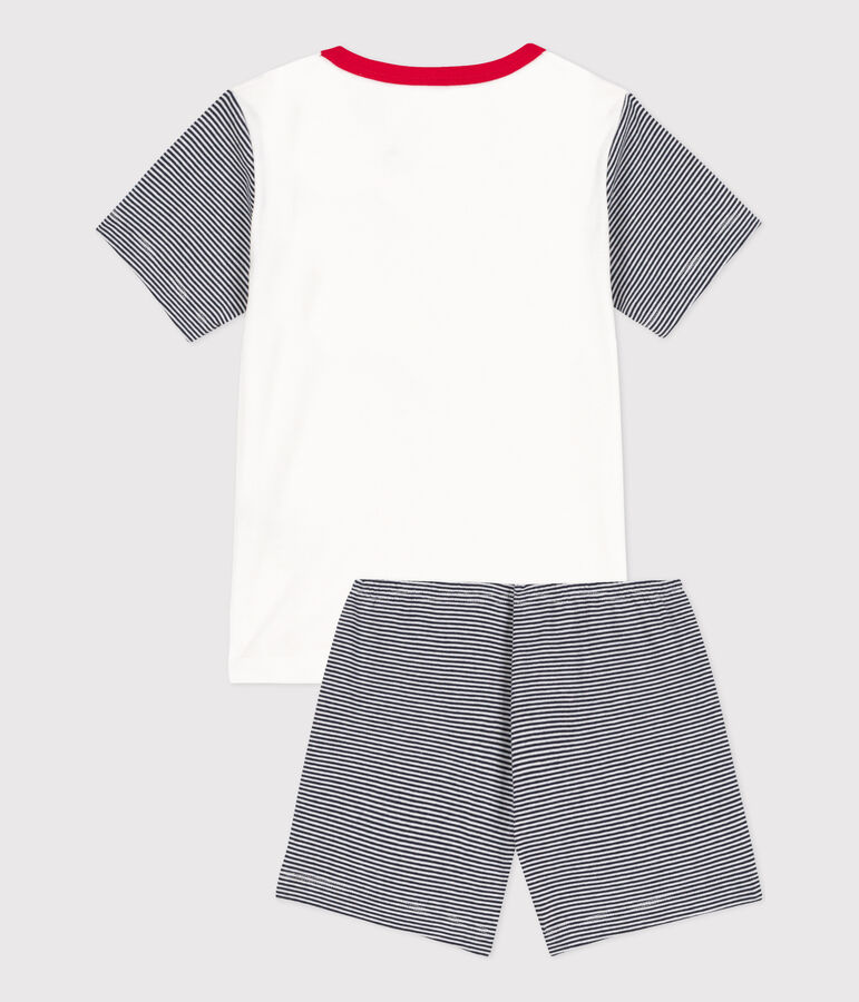 Pigiama corto bambino unisex in cotone Petit Bateau blu/bianco