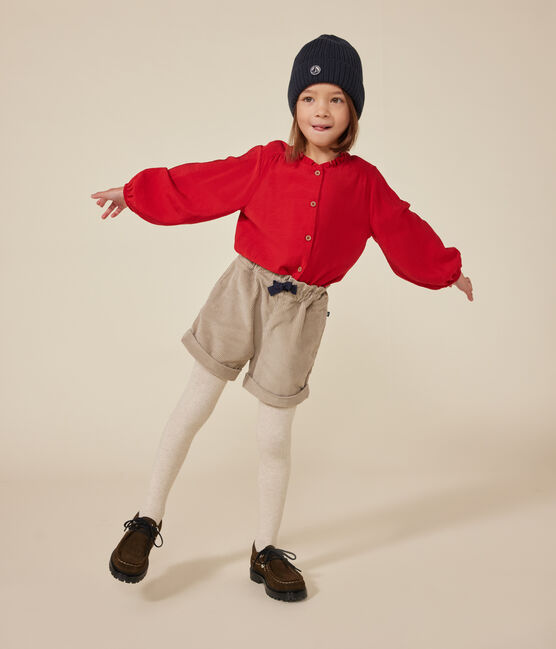Blusa a maniche lunghe in tela bambina rosso AURORA