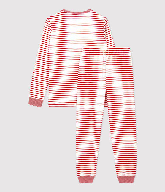 Pigiama bambina/bambino marinière rosso in molleton bianco MARSHMALLOW/rosso TERKUIT