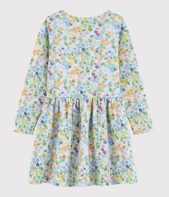 Abito a maniche lunghe in jersey doppio bambina grigio POUSSIERE/bianco MULTICO