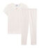 Pigiama fiori bambina a costine bianco MARSHMALLOW/rosa GRETEL