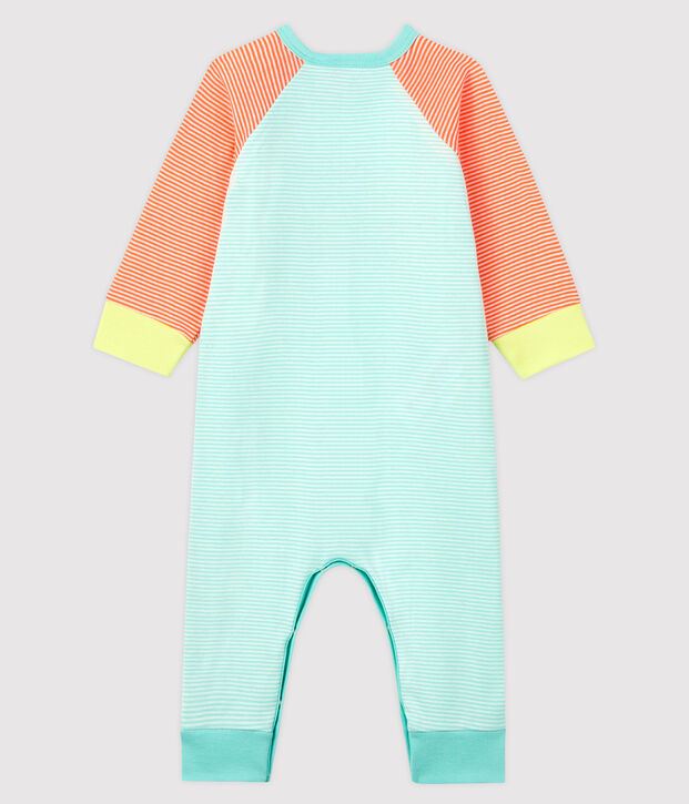 Tutina senza piedi a costine arancione/bianco