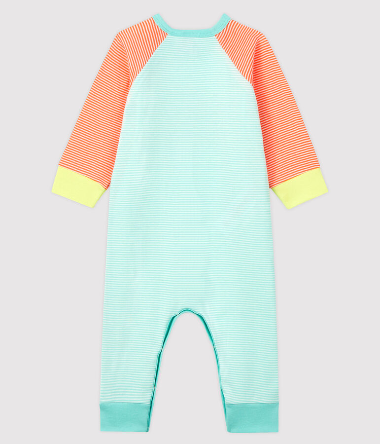 Tutina senza piedi a costine arancione/bianco