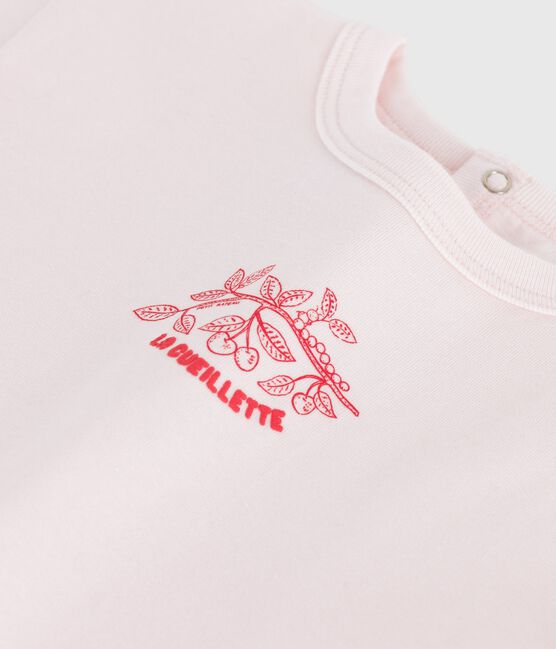 T-shirt a maniche corte in cotone tinta unita neonato rosa FLEUR