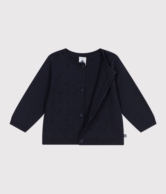 Cardigan in maglia di cotone tinta unita neonato blu SMOKING