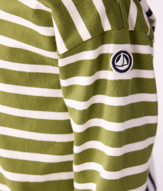 Marini&egrave;re in cotone bambino verde/ecru