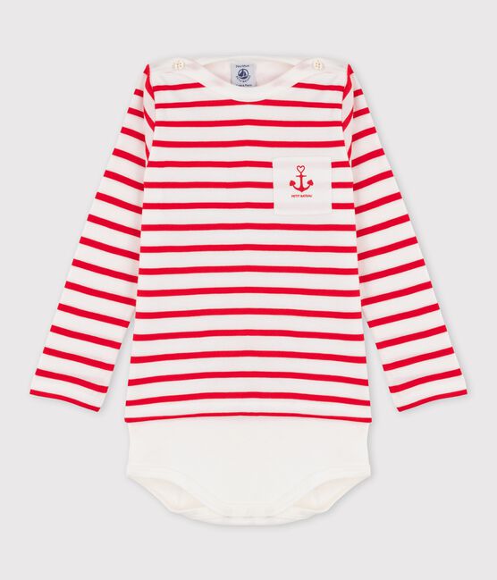Body marinière bebè femmina/maschio bianco MARSHMALLOW/rosso PEPS