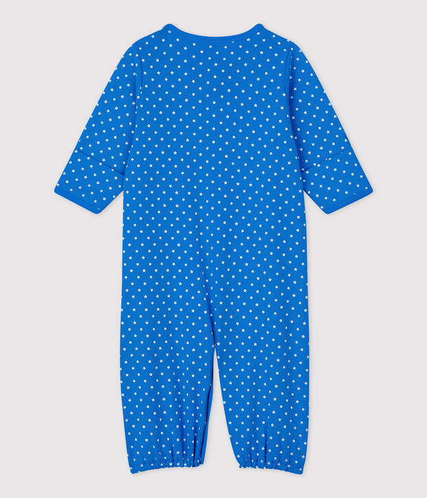 Tutina beb&egrave; in cotone biologico blu/bianco