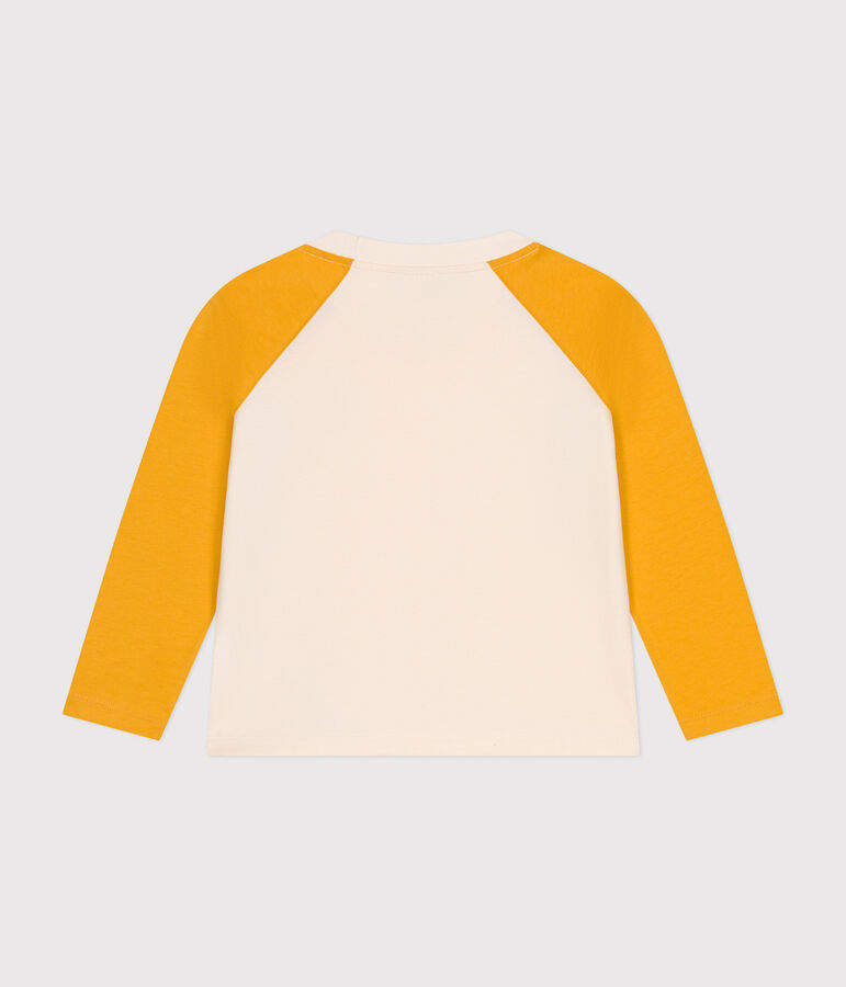 T-shirt a maniche lunghe in cotone bambino ecru/giallo