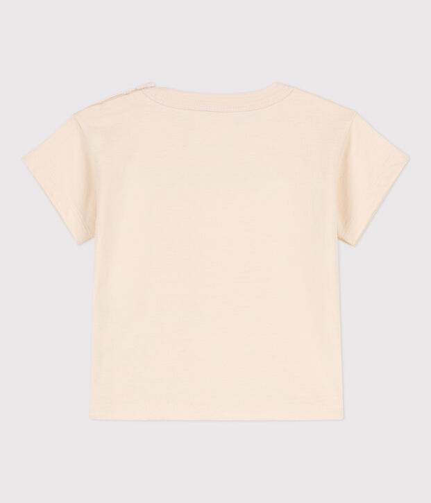 T-shirt a maniche corte beb&egrave; in jersey ricamato ecru