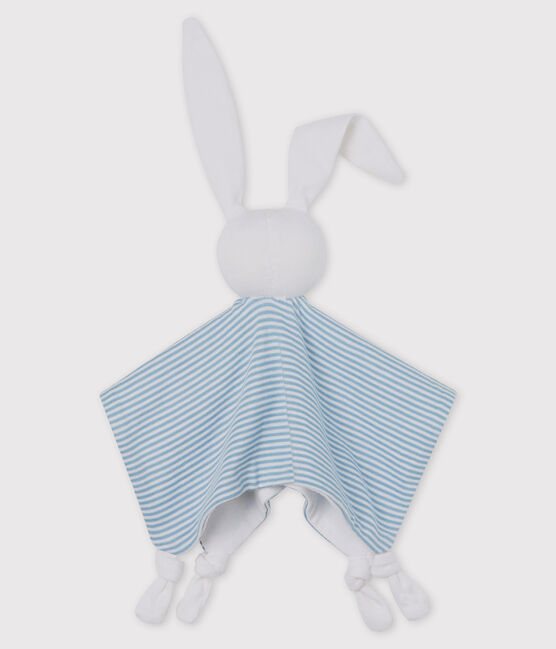 Doudou coniglietto bebè a costine blu ACIER/bianco MARSHMALLOW