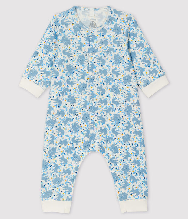 Tutina lunga da neonato a costine fantasia koala. bianco/multicolore