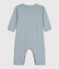 Tutina pigiama senza piedi bebè in cotone millerighe blu ROVER/bianco MARSHMALLOW