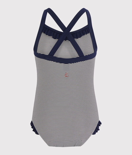 Costume da bagno bambina blu ABYSSE/bianco LAIT