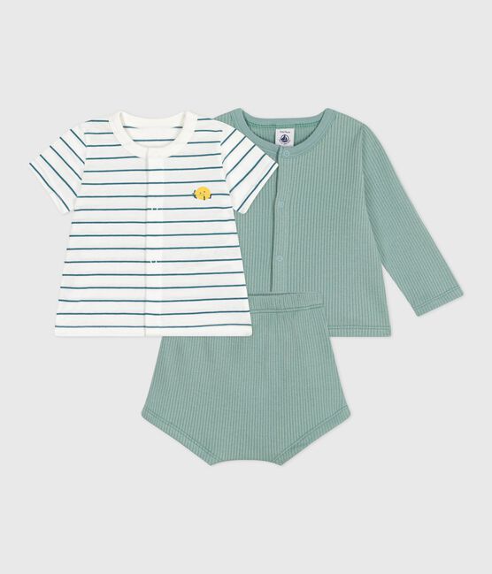 Completo nascita tre pezzi in cotone e T-shirt a righe con limone PAUL/ MULTICO