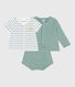 Completo nascita tre pezzi in cotone e T-shirt a righe con limone