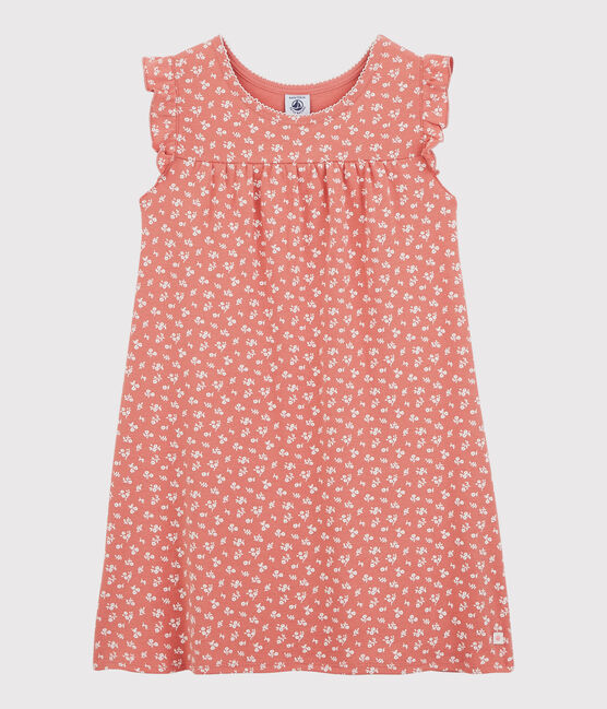 Camicia da notte bambina a fiori in cotone rosa PAPAYE/ MARSHMALLOW