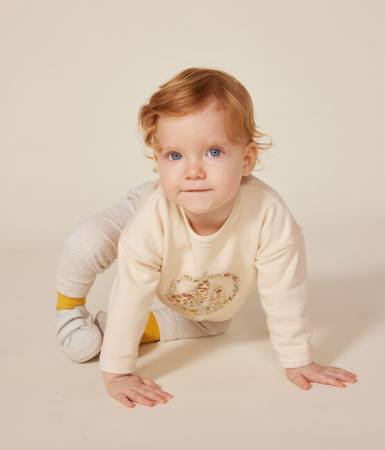 Maglia in tessuto felpato neonato ecru AVALANCHE